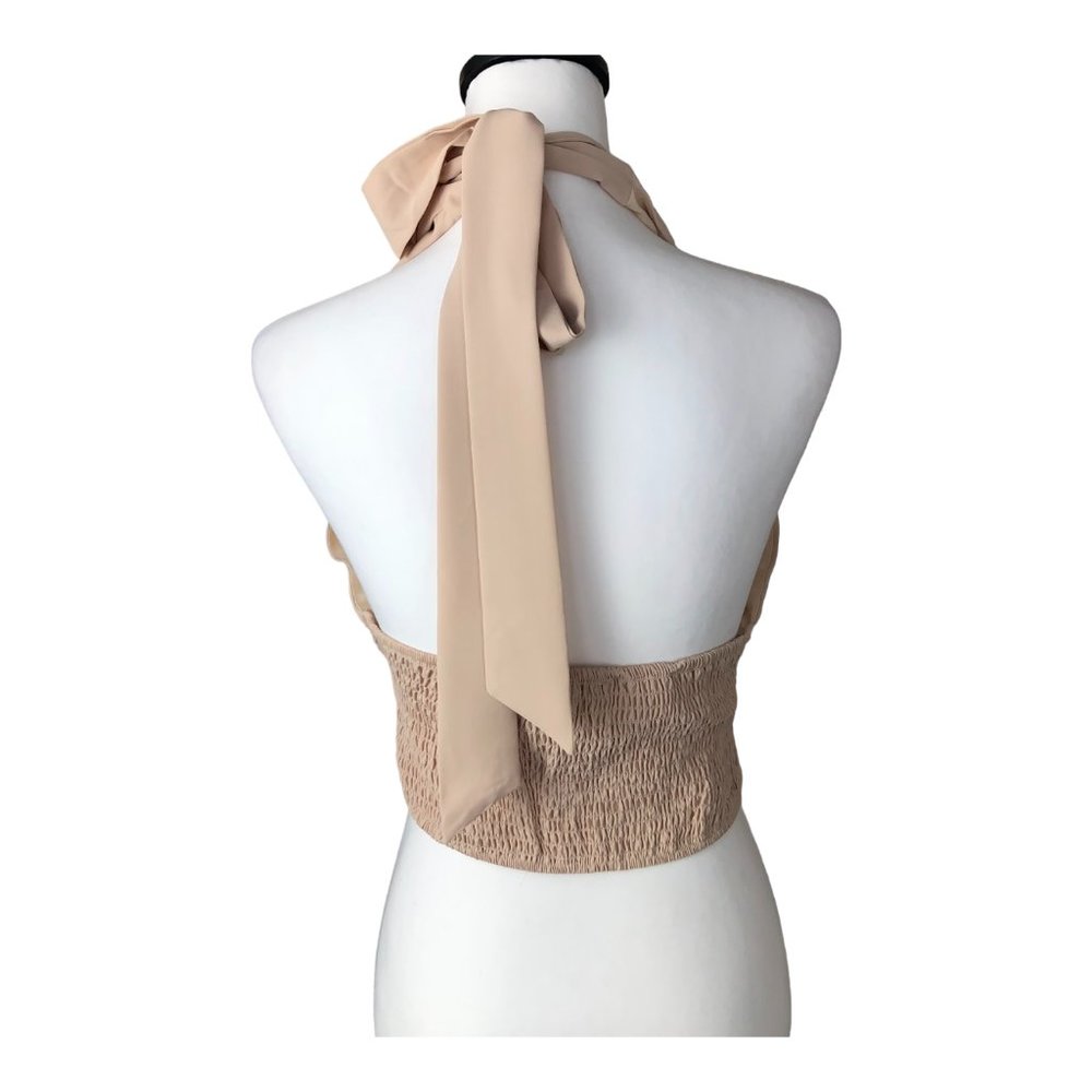 HYFVE, HYFVE, HYFVE, V-Neck Beige Halter Crop Top Sizes M - Picture 2 of 8
